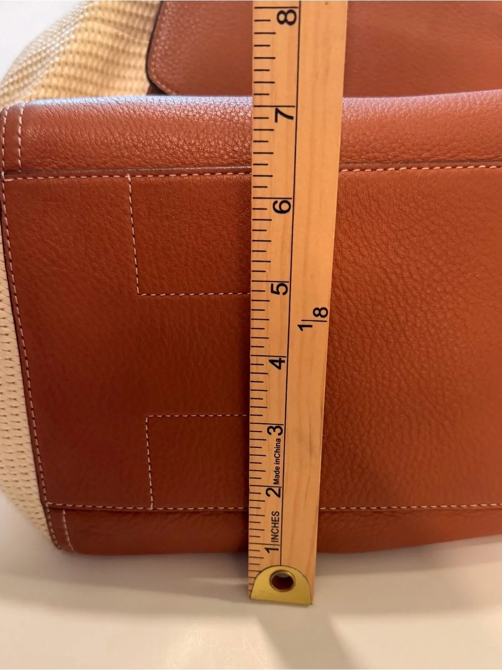 Tory Burch Half-Moon Straw & Leather Coastal Satchel Tote Bag - Tan/Cream